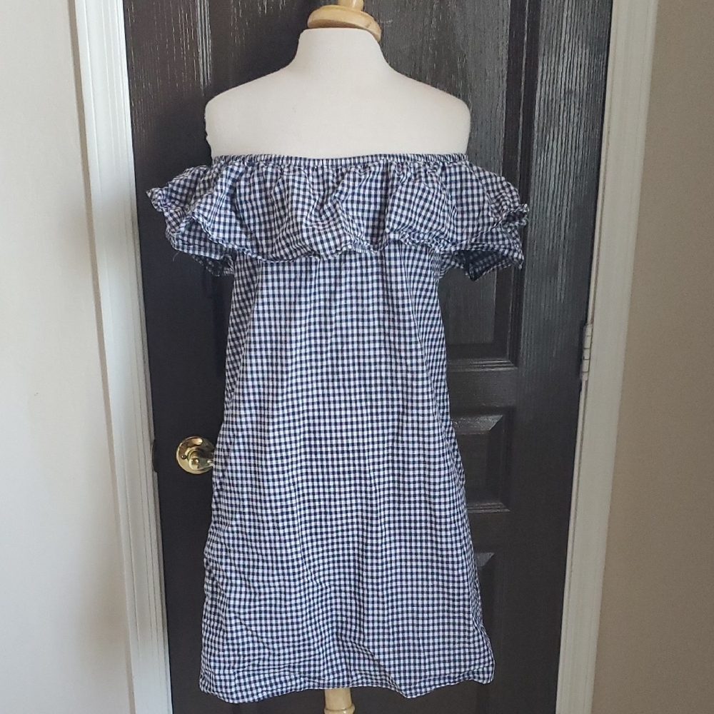 Tommy Hilfiger Off-Shoulder Gingham  Dress Nwot